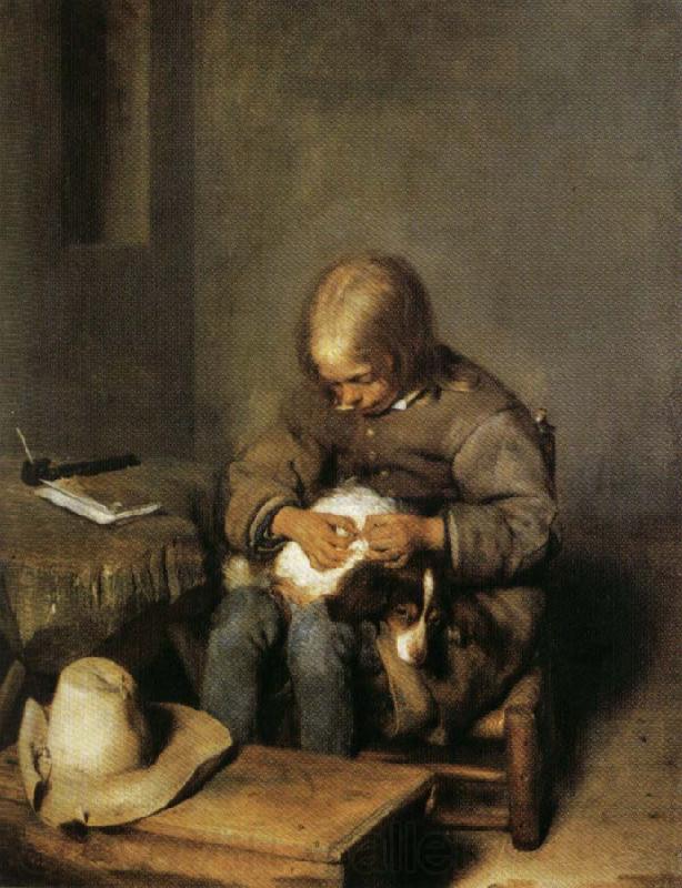 Gerard Ter Borch Boy Catching Fleas on His Dog Spain oil painting art